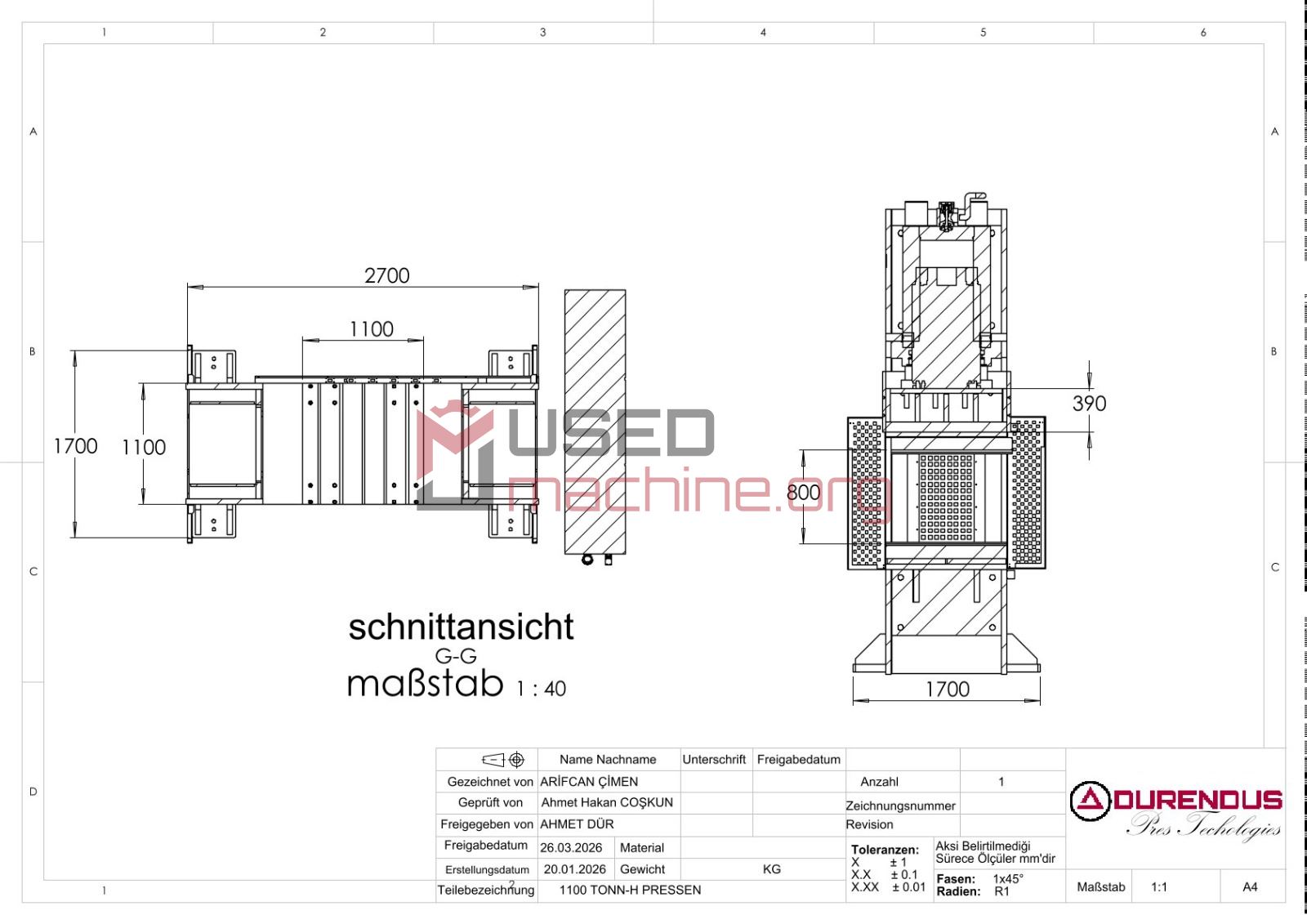 1100 t Servo-Doppelständer-Heizpresse mit Heizplatten