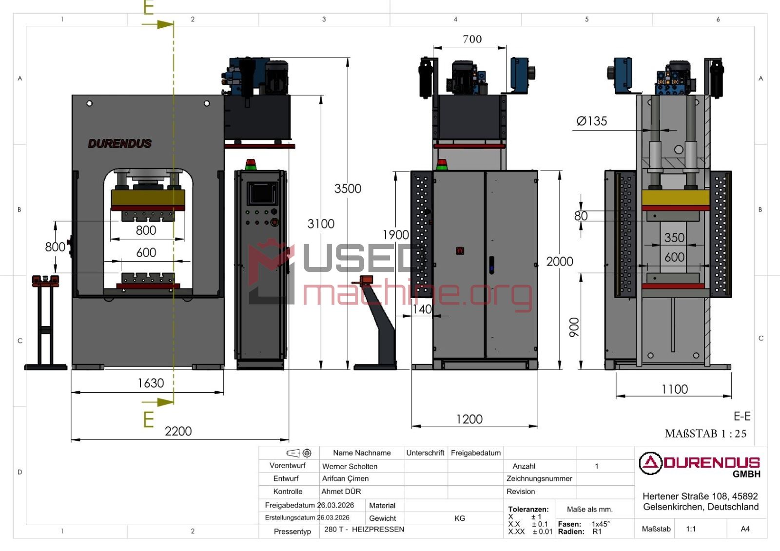 280 t Servo-Doppelständer-Heizpresse mit Heizplatten