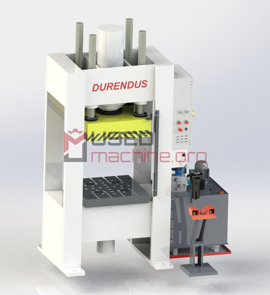 DURENDUS 200 T Tiefziehpresse – Doppelständerpresse – 900 × 900 mm Tisch, 80 T Ziehkissen